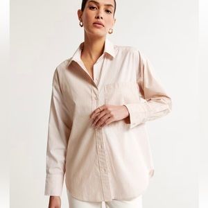 A&F Oversized Poplin Colorblock Button Up